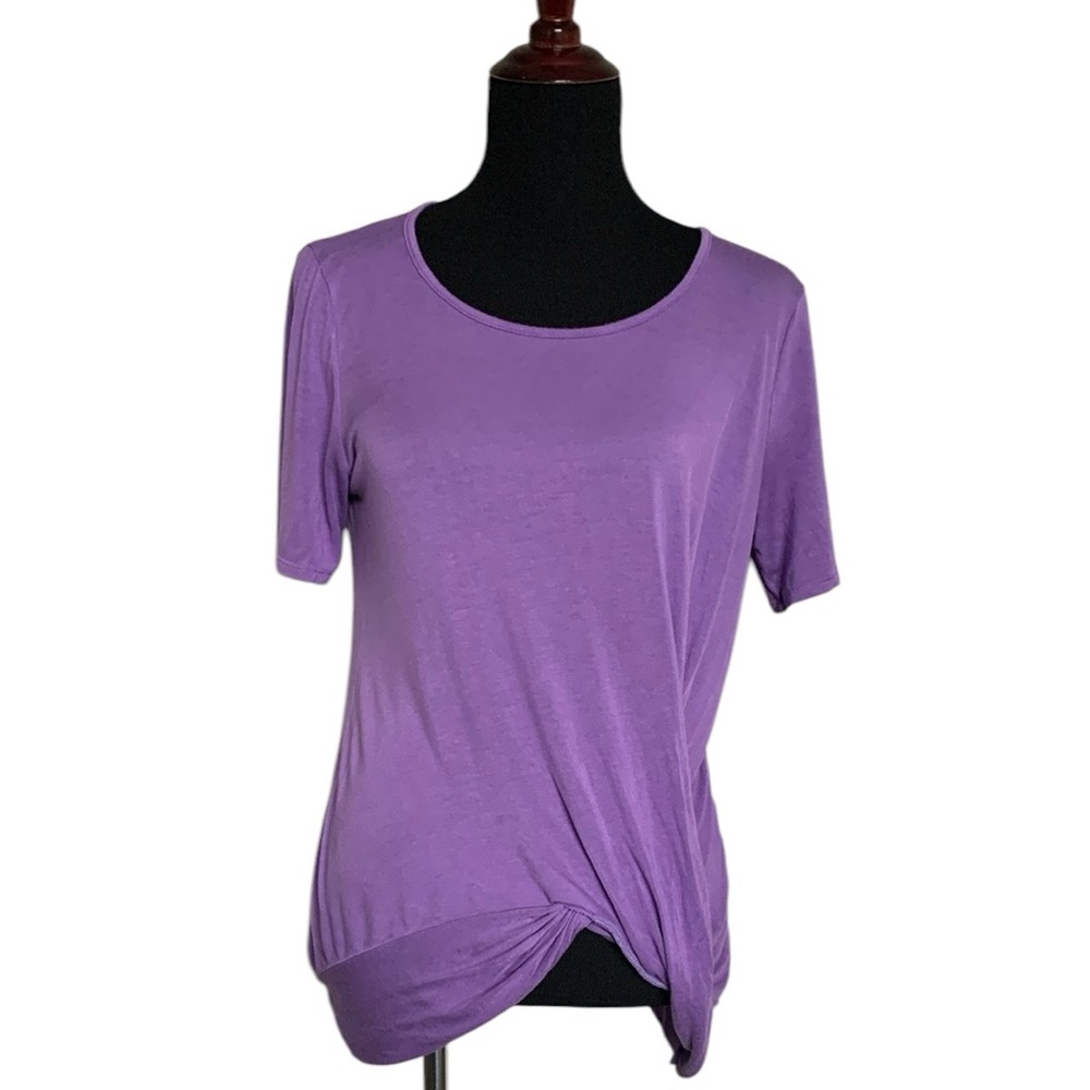Vision USA Lavender Loose Fit Twist Front Short Sleeve Top Women’s Small